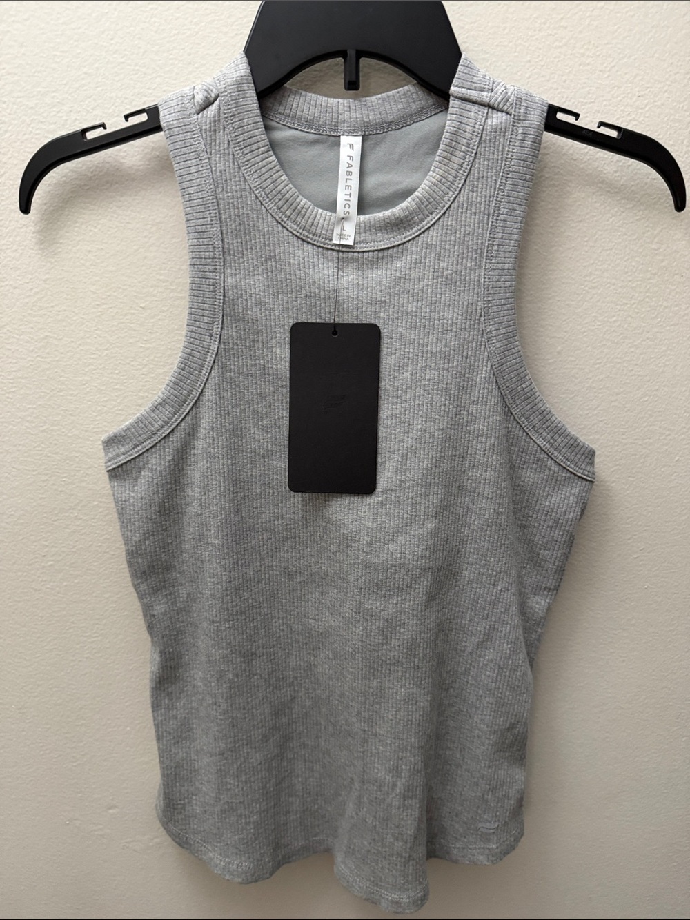 Fabletics Ribbed High-Neck Tank Top - Light Gray
